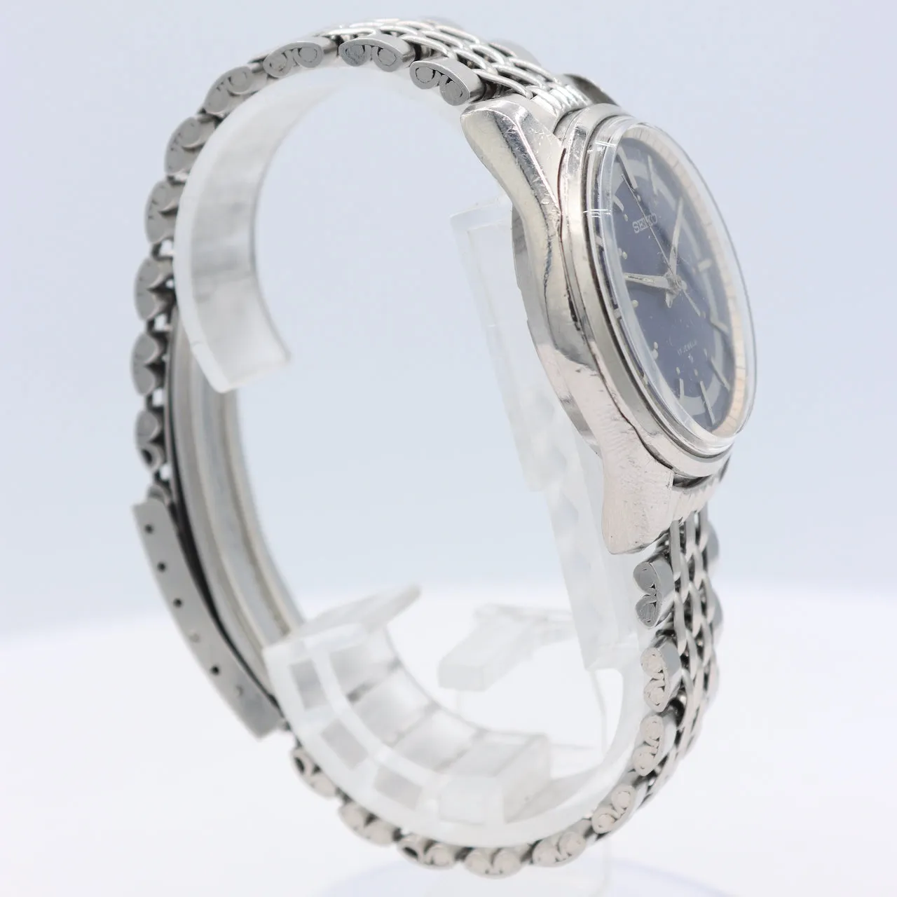 Vintage Seiko 66-7109 Blue Tuxedo Men's Mechanical Wristwatch 66B Japan Steel
