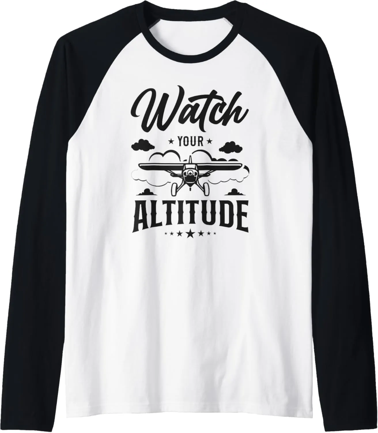 Vintage squat stubbornness fluidity Watch Your Altitude Raglan Baseball Tee Airplane Pilot Pun 