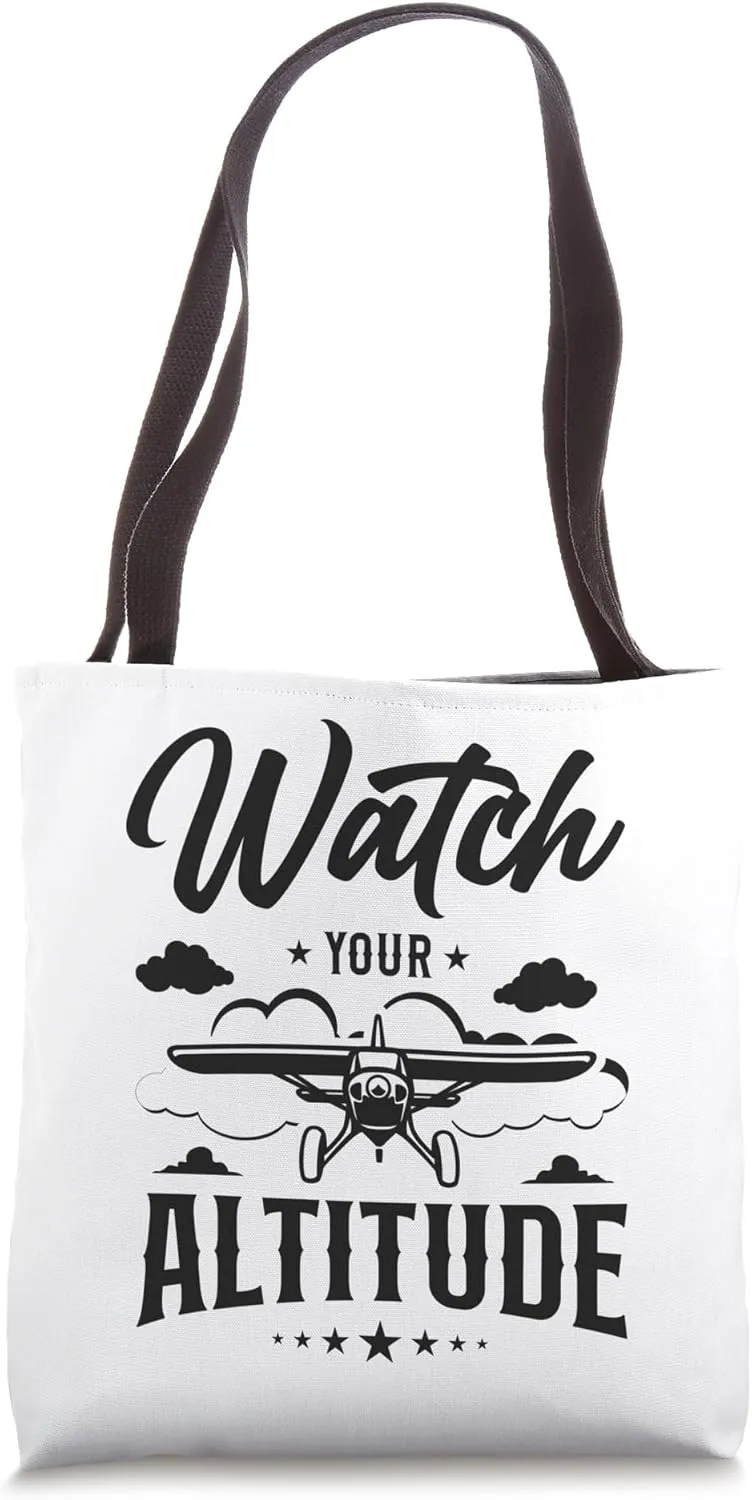 Vintage Watch secrete Your Altitude Tote Bag Airplane Pilot Pun 