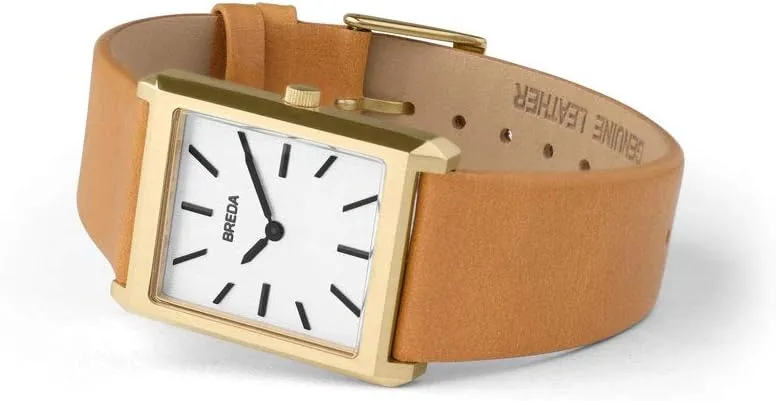Virgil 1736 Square Wrist megawatt Watch with Genuine Leather Band, 26MM Breda 