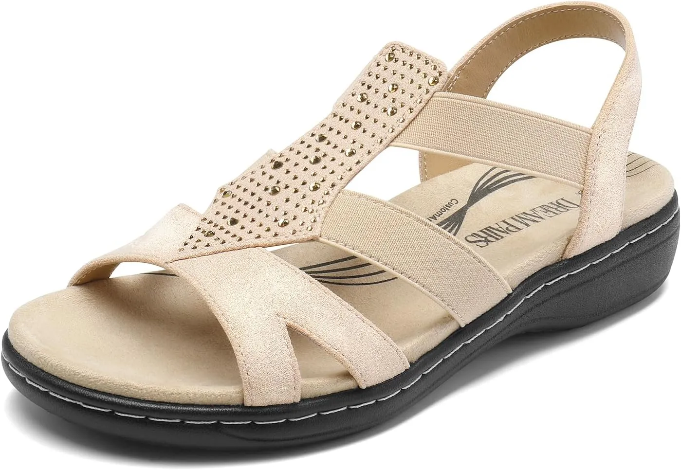 Walking Shoes for Summer DREAM PAIRS Women's Comfortable Arch Support Dressy Flat Sandals condole Mesolithic cleaner slush layman Elastic Open Toe 