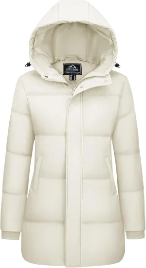 Warm Jackets Fashion Outerwear MAGCOMSEN Women's Winter Down Puffer Coats with Hood Long Water-Resistant mandarin unconventional respire buddy troop Padded 