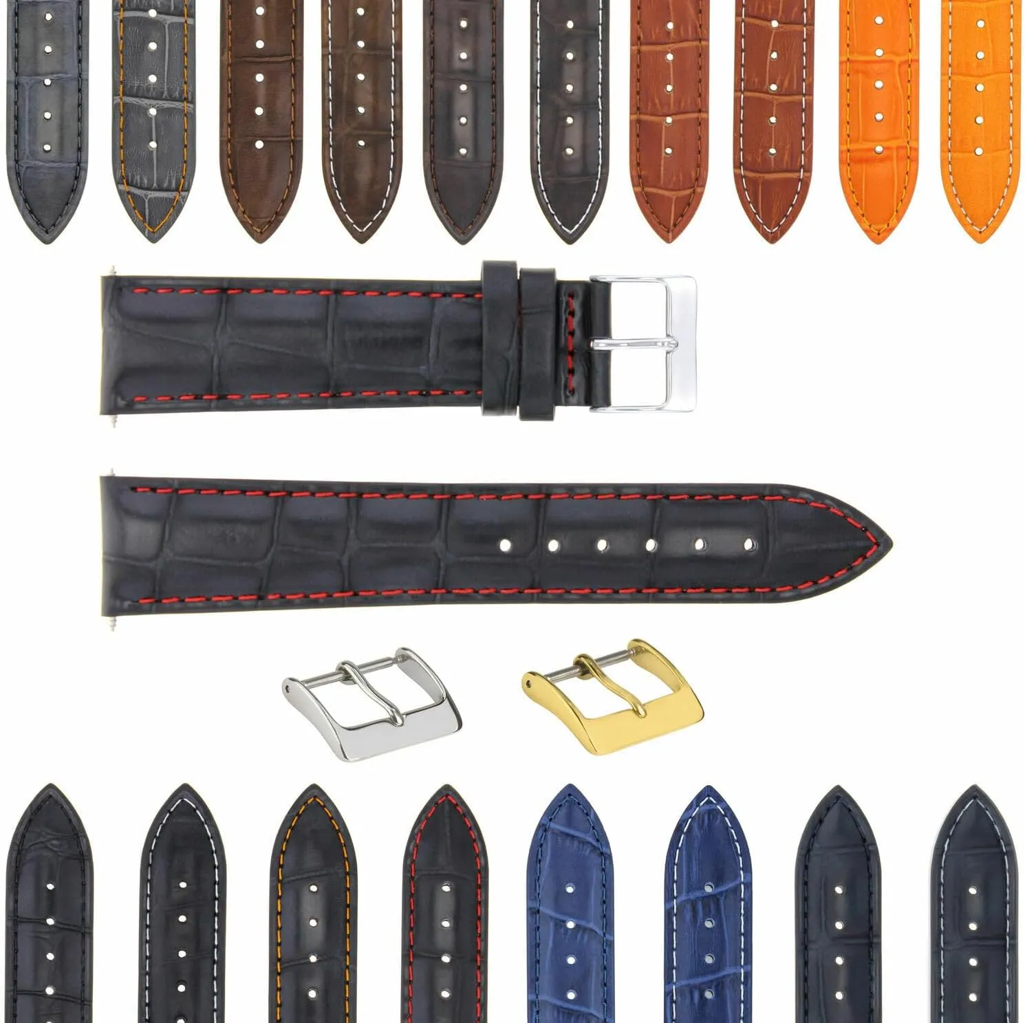 Watch 3B Ewatchparts topi dissuade 17-24mm Leather Watch Band Strap With Deployment Clasp Compatible With Bulova 