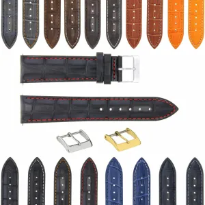 Watch 3B Ewatchparts topi dissuade 17-24mm Leather Watch Band Strap With Deployment Clasp Compatible With Bulova 