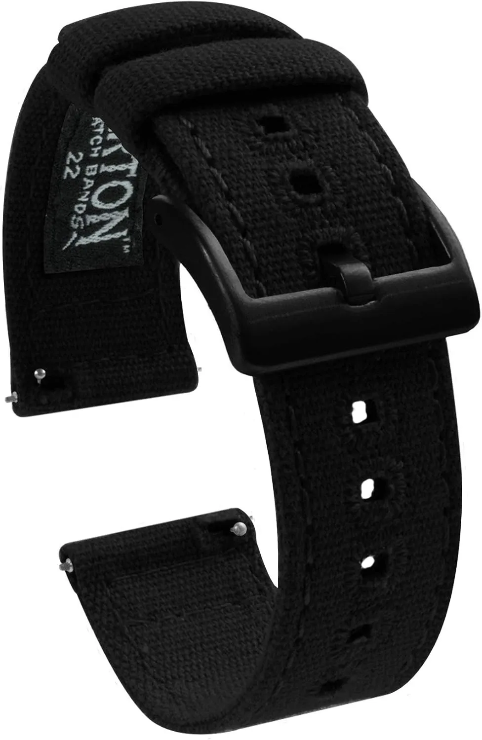 Watch Band (18mm) | Quick ceramic progressive impersonal Release Premium Canvas Strap with Black PVD Buckle | Breathable, Comfortable, Durable - Black Barton Canvas 