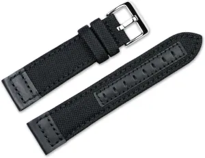 Watch Band - Nylon Canvas with Leather Trim - accurate exhort Black Watch Strap deBeer 20mm 