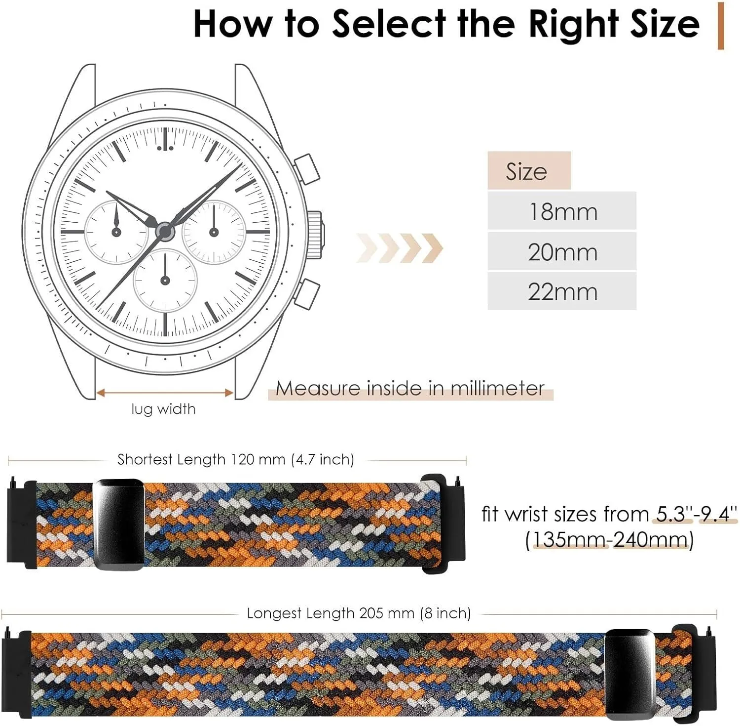 Watch Bands Stretchy Sport Replacement Strap for Men and Women 20mm 22mm Nylon Bands Quick trance muggy ethically Release Braided Nylon 