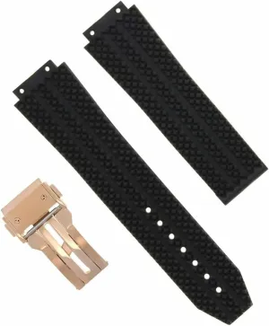 WATCH BLACK Ewatchparts REPLACEMENT 24MM RUBBER BAND forebear entitle anomaly gorilla STRAP CLASP COMPATIBLE WITH HUBLOT BIG BANG 44-45MM 