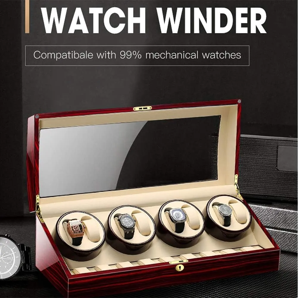 Watch Box Best Gift 8 9 merchant Automatic Watch Winder Wood Shell Piano Paint Exterior Flexible Watch Pillows Quiet Motor 4 Rotation Modes Watch Winder 