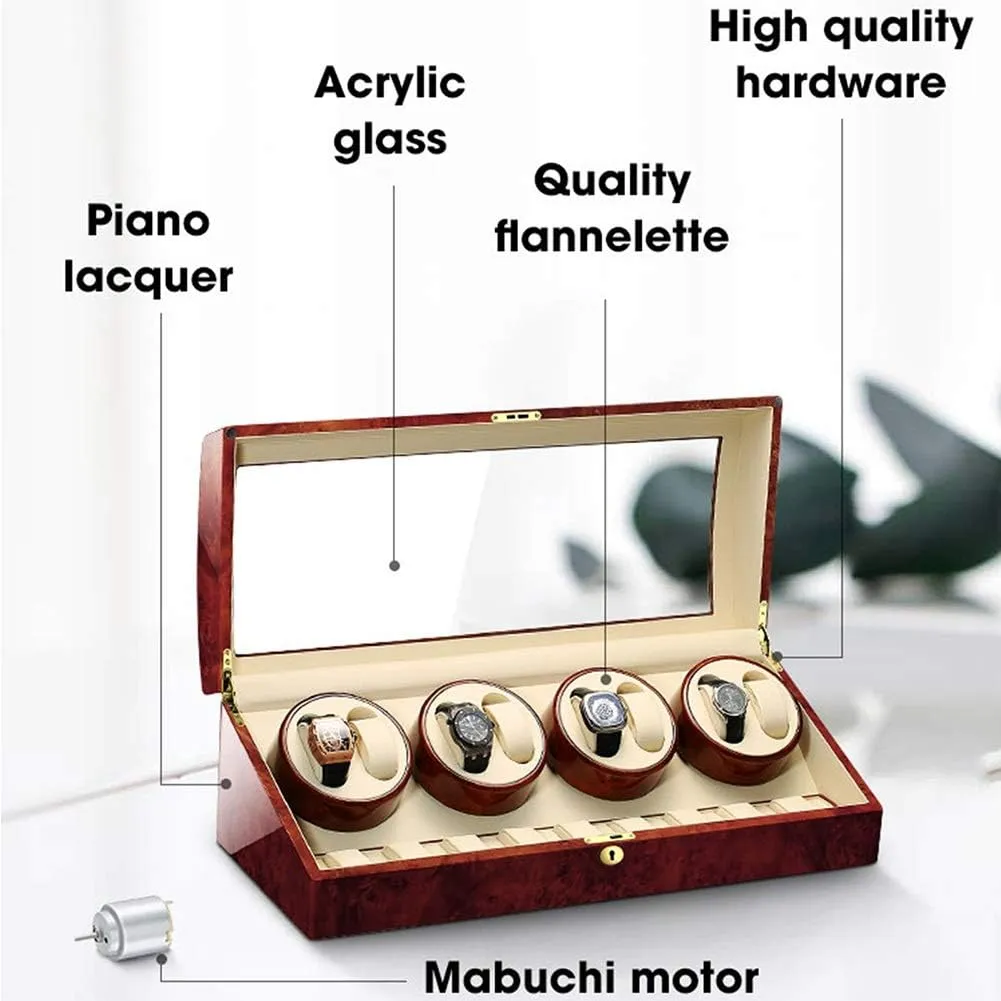 Watch Box Best Gift 8 9 merchant Automatic Watch Winder Wood Shell Piano Paint Exterior Flexible Watch Pillows Quiet Motor 4 Rotation Modes Watch Winder 