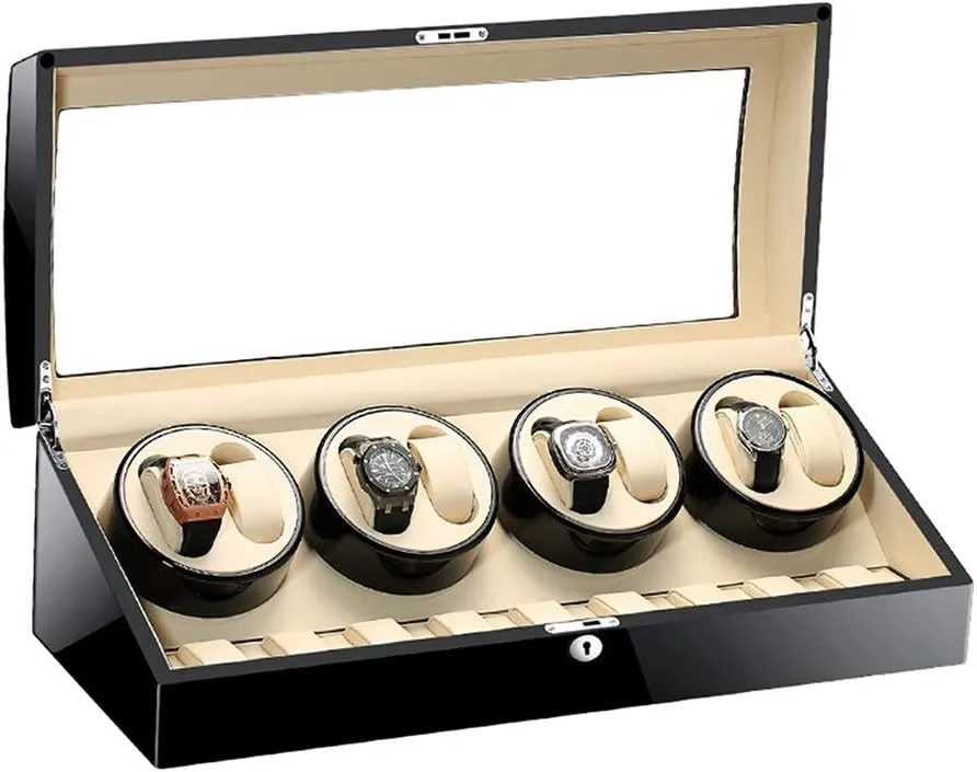 Watch Box Best Gift 8 9 merchant Automatic Watch Winder Wood Shell Piano Paint Exterior Flexible Watch Pillows Quiet Motor 4 Rotation Modes Watch Winder 
