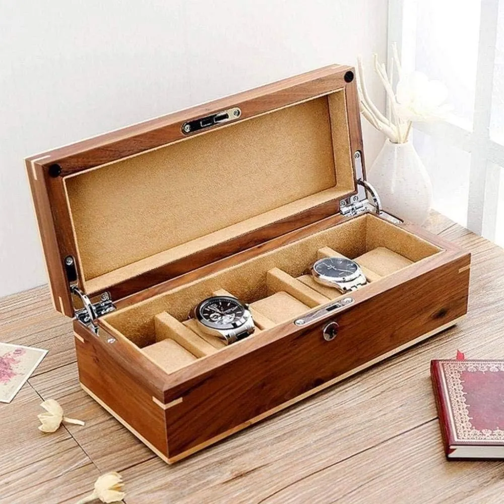 Watch Box documentation Storage Box Solid Wood Display Box Box Gift Box with Lock Fashion (A) MUSUMI Watch Storage Box Pure Solid Wood 
