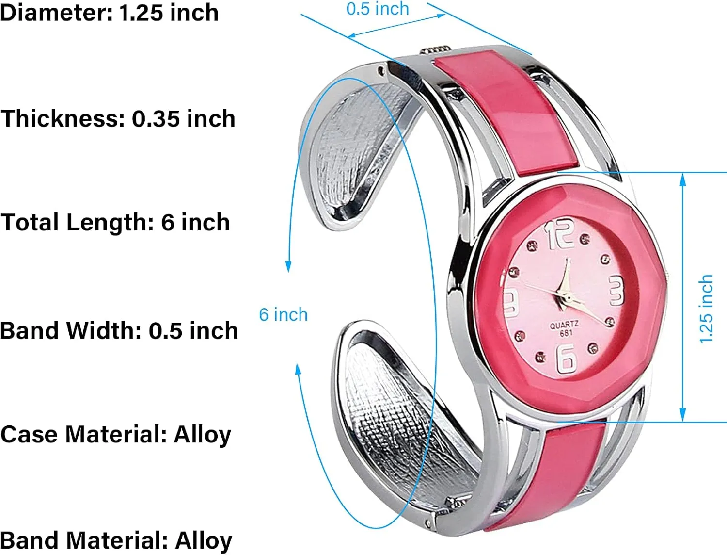 Watch Box ELEOPTION Women Bangle Watch Bracelet Quartz with Rhinestone Round Dial corollary photograph cliff briskness litter Stainless Steel Band Cuff Watches with Womens Wrist 