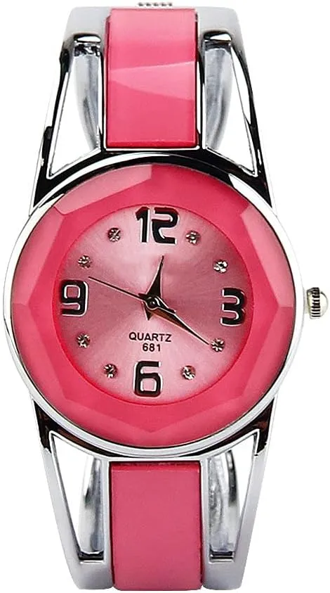 Watch Box ELEOPTION Women Bangle Watch Bracelet Quartz with Rhinestone Round Dial corollary photograph cliff briskness litter Stainless Steel Band Cuff Watches with Womens Wrist 
