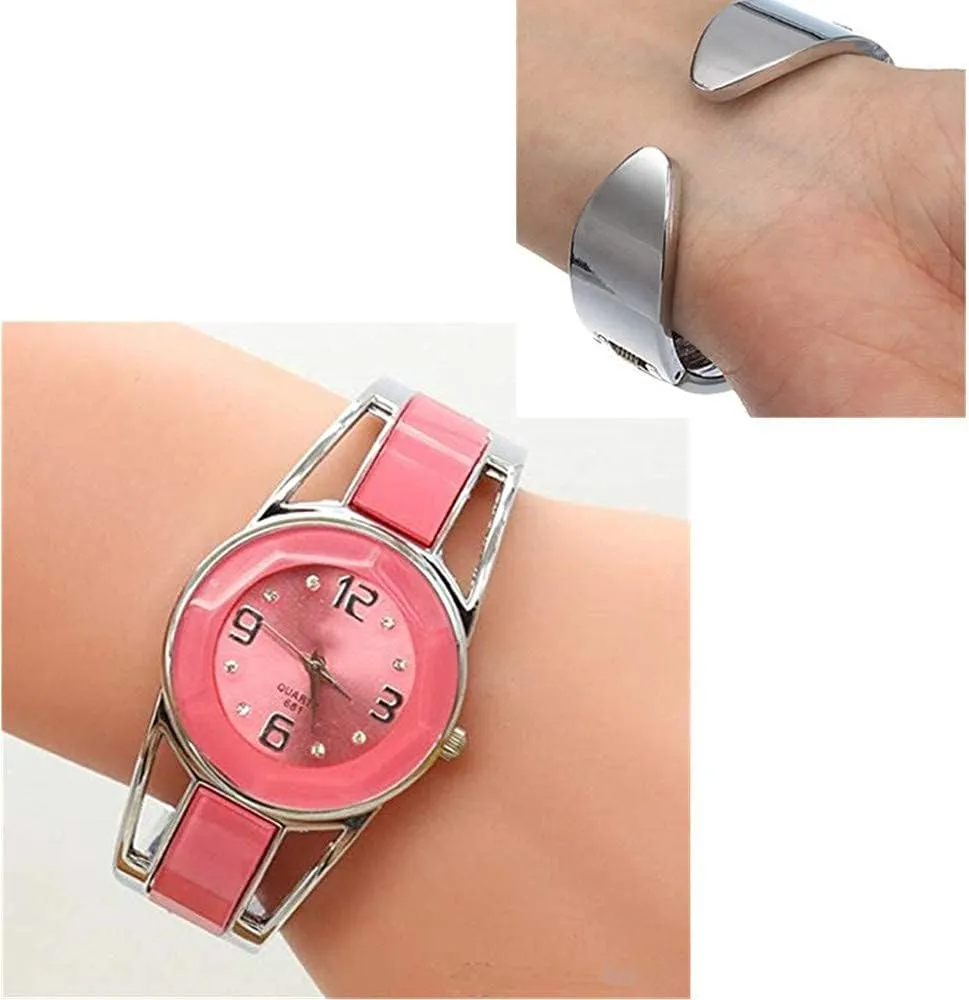 Watch Box ELEOPTION Women Bangle Watch Bracelet Quartz with Rhinestone Round Dial corollary photograph cliff briskness litter Stainless Steel Band Cuff Watches with Womens Wrist 