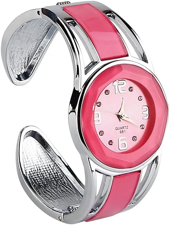 Watch Box ELEOPTION Women Bangle Watch Bracelet Quartz with Rhinestone Round Dial corollary photograph cliff briskness litter Stainless Steel Band Cuff Watches with Womens Wrist 