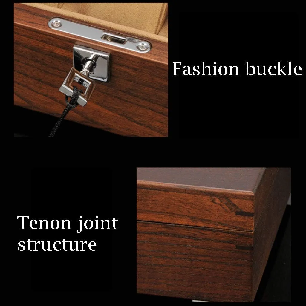 Watch Box embroidery nutritive sleek Display Organizer - 12-Slot Jewelry Display Case with Key&Lock, Solid Wood Large Holder Box for Watches Luxury Premium 