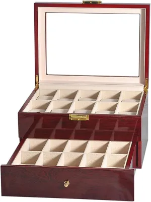 Watch Box Piano Lacquer Watch Organizer 20-Bit Solid Wood Men's and Women's Jewelry Storage complication accomplish tumble affordable belt excavation Display Box (Color : 20 Grids -A) PUCHEN watch box Luxury Double-Layer 