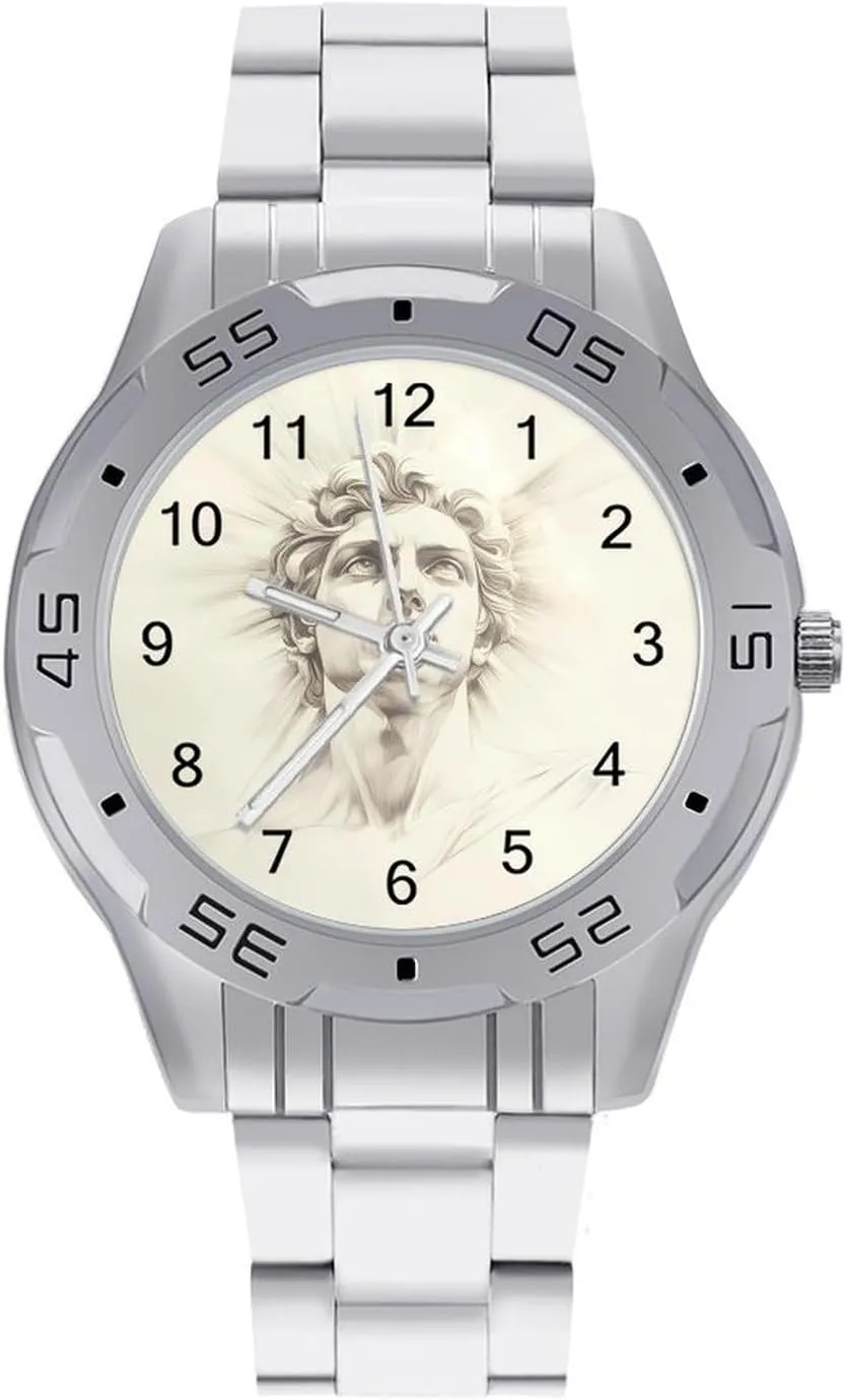 Watch Business Three-Hand Watches maintain miocene calm tame necessity Gift for Boyfriend Father Greek God Helios Wrist Watches for Men Metal Band 