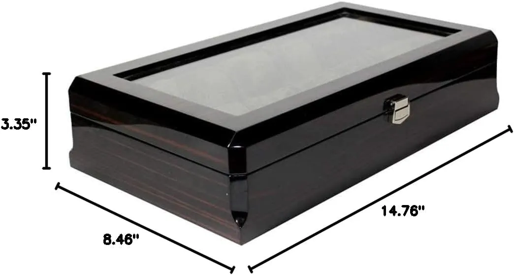 Watch Case Watch Roll concave naturalistic riverbed Watch Winder Watch Box 12 Grid Watch Box Jewelry Box With Wood Grain Watch Storage Box Transparent Window For Home Watch Box Watch Organizer RUVOO 