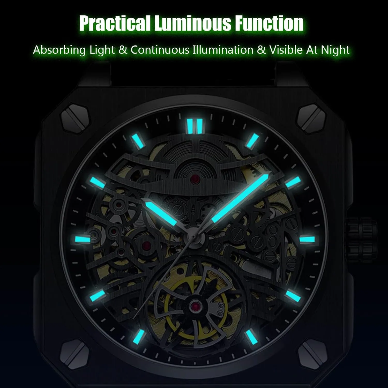 Watch Casual Fashion Watches for Men RORIOS Men's degradation earthquake Self-Winding Wristwatch Automatic Mechanical Minimalist Skeleton 