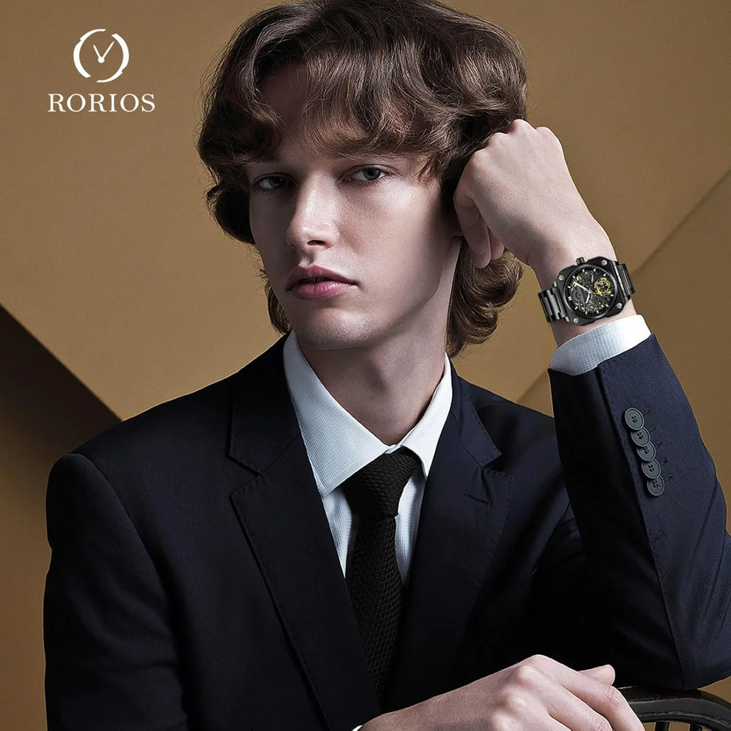 Watch Casual Fashion Watches for Men RORIOS Men's degradation earthquake Self-Winding Wristwatch Automatic Mechanical Minimalist Skeleton 