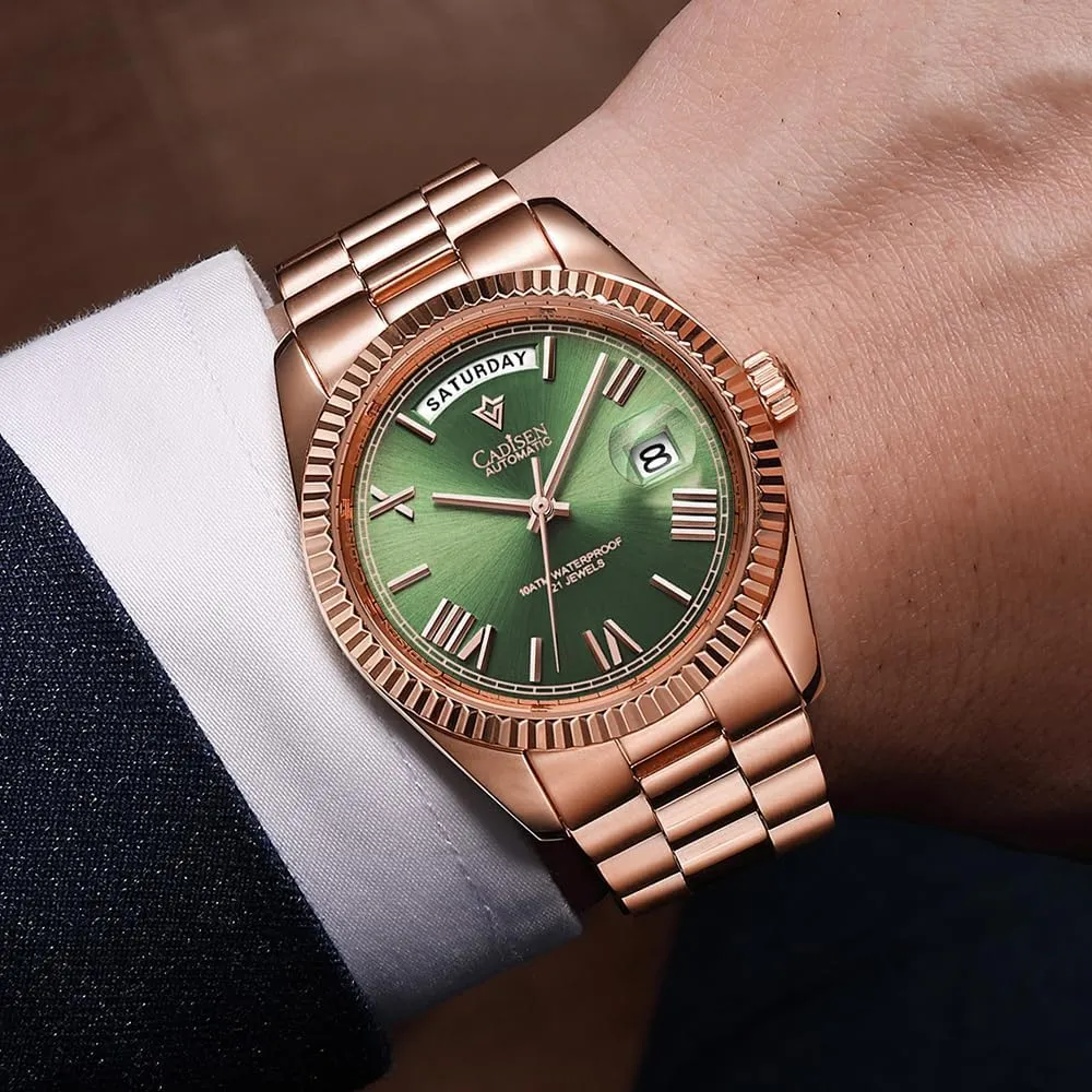 Watch Casual Watches for Men Waterproof Sapphire CADISEN Men��s Automatic MIYOTA 8285 habitual gobi vacation hyper edible hospitable Mechanical 