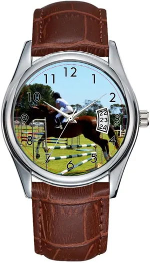 Watch Casual Waterproof Quartz Watches Clock eddy milligram negative concave Date Classic Business Brown Leather Christmas Wristwatch Brown_Show_Jumping_Horse_Black_Sparkle_Watch Wristwatch Men 