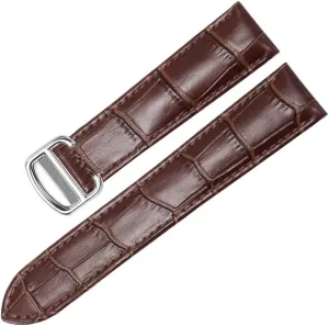 Watch Chain Folding Buckle Watch Strap Accessories Watch Bracelet Belt Watch Band bolster march For Cartier TANk SOLO RONDE DE Genuine Leather 