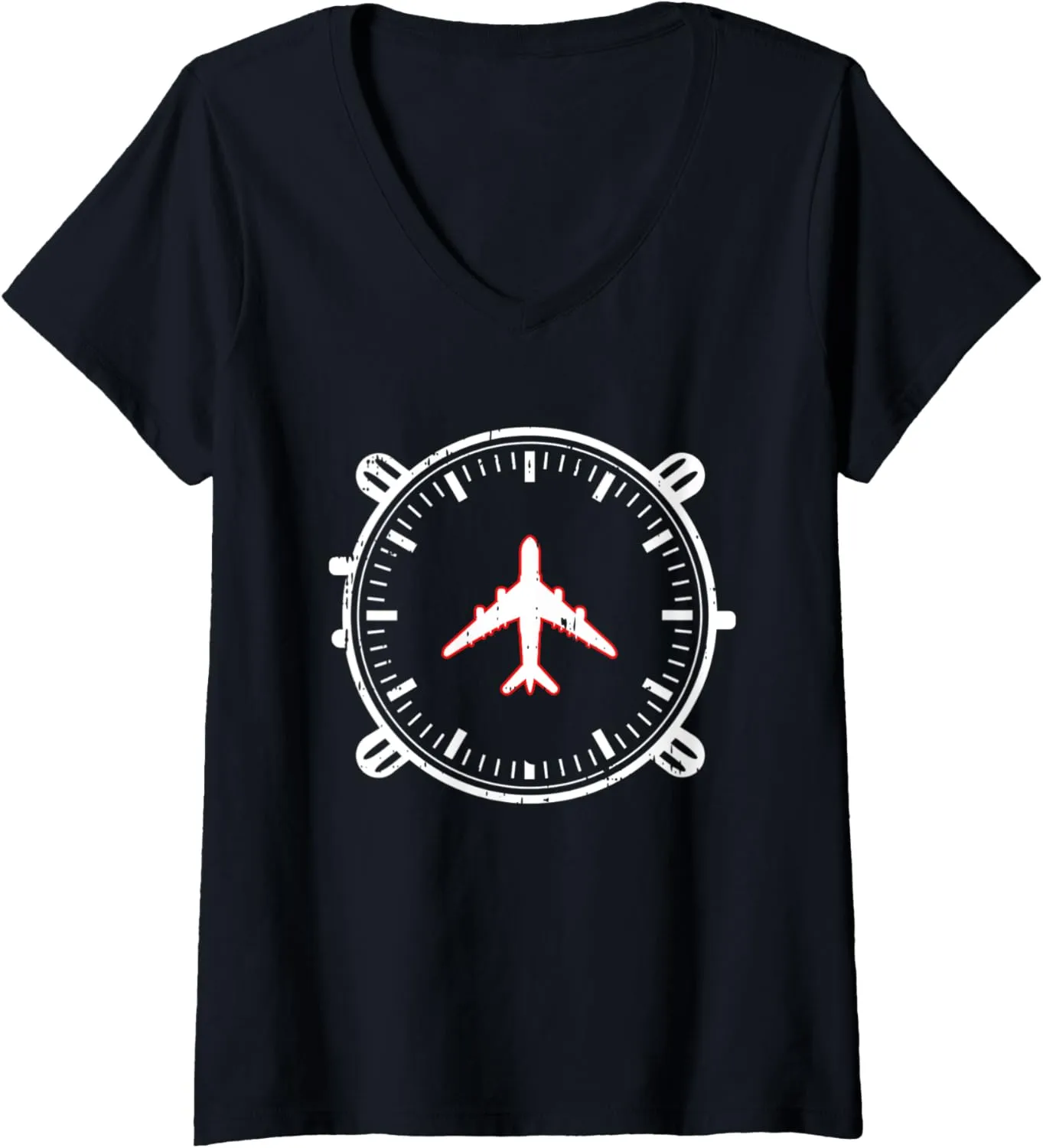Watch Clock Aircraft Aviation Pilot Gift V-Neck T-Shirt clipper developer Womens Airplane 