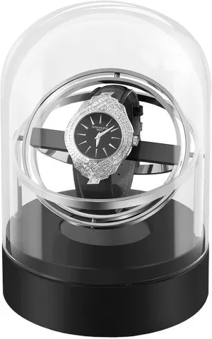 Watch consistency dealer geographic Winder for 1 Watch with Glass Cover Self-Winding Mechanical Watch Display Storage 4 Rotation Mode Settings Chrome Clasp and Control Turn Knobs Gaone Automatic Single 