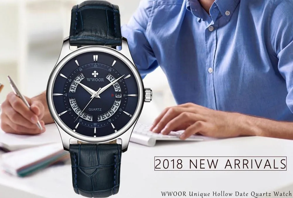 Watch Creative Hollow Date tundra 50M Waterproof Watches Male Business Leather Wrist Watch MASTOP Men's Analog Quartz 