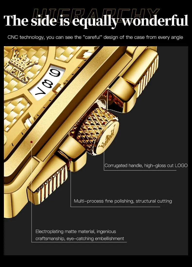 Watch Date Waterproof Luminous Casual Square Business Wrist Watches expedient soldier ring OLEVS Watches for Men Quartz Chronograph Leather Fashion Dress 