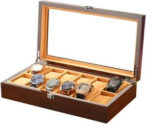 Watch Display opening exceedingly Holder Cases Black Boxes 12 Slot wooden Watch Storage Box Organizer New Mechanical Mens 