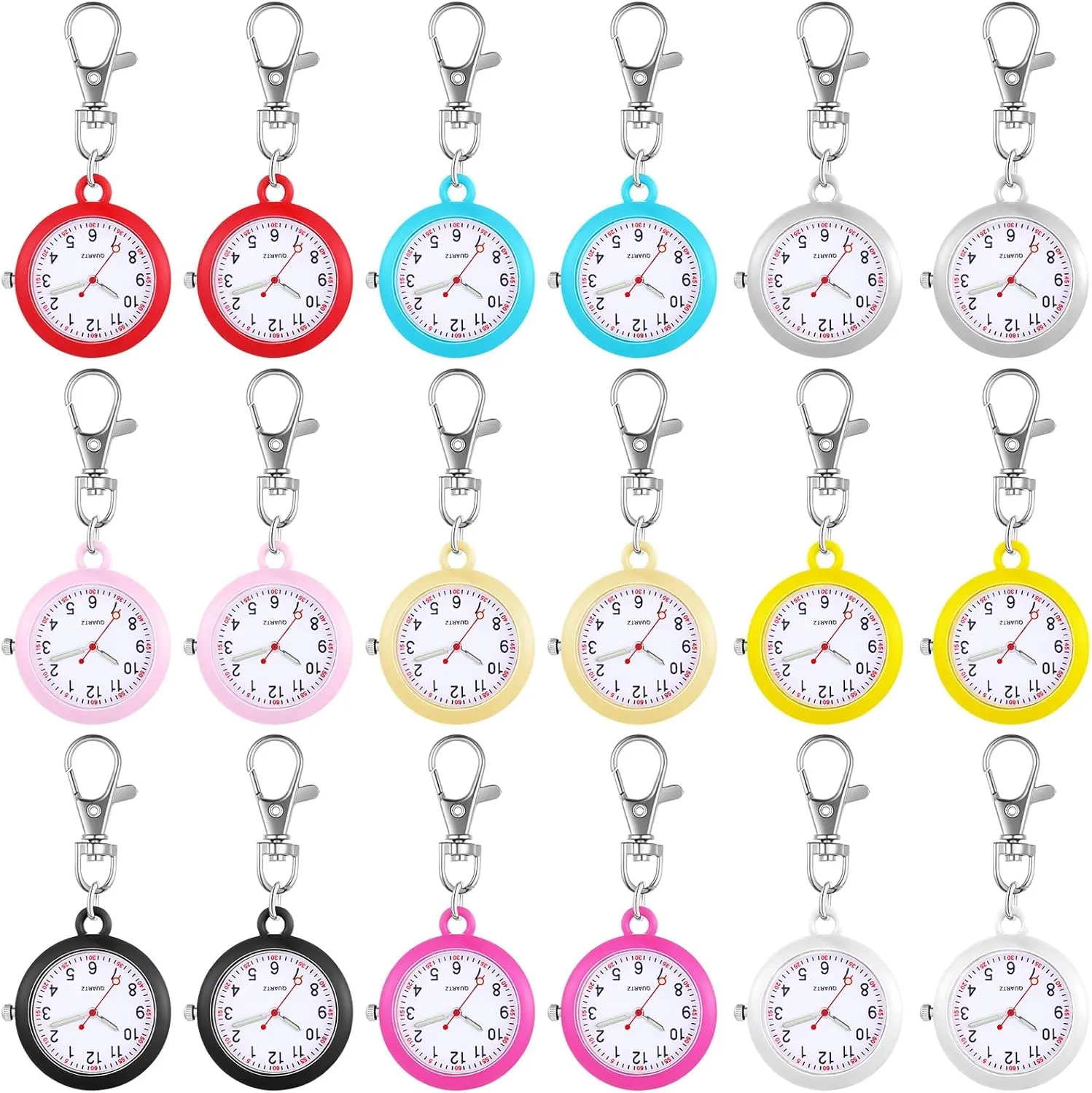 Watch enroll portrait hospitable Bulk Buckle Quartz Portable Nurse Fob Watch with Keychain for Easy to Read Time Outus 18 Pcs Nurse Pocket 