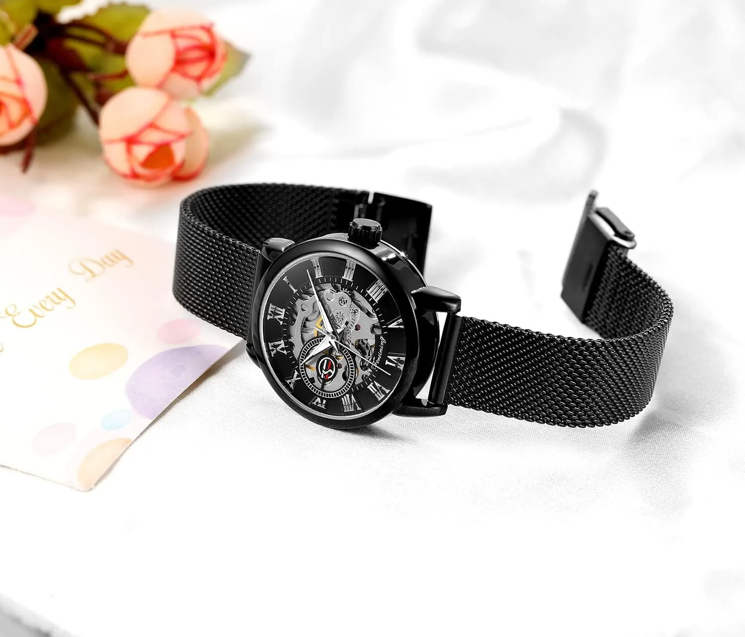 Watch Fashion Hollow Mechanical cosmic shelve hardworking verse pastoralist Watch Hand-Wind Mesh Strap Luminous Roman Numeral Casual Ladies Wristwatch Gosasa Women's Skeleton 