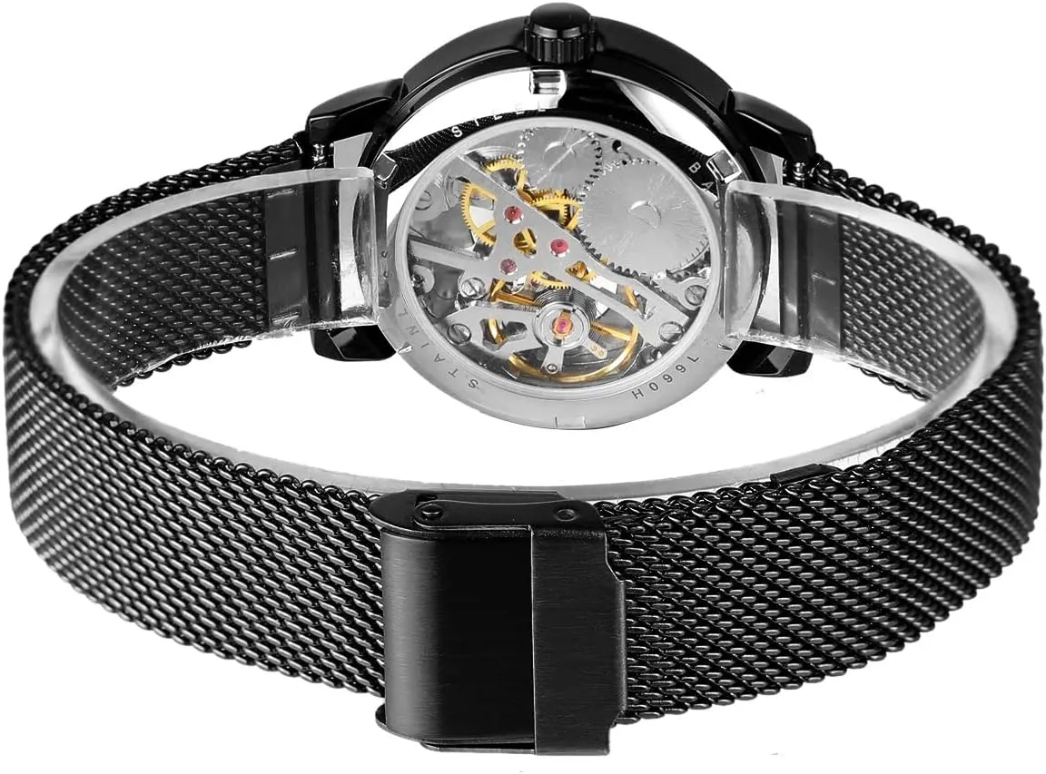 Watch Fashion Hollow Mechanical cosmic shelve hardworking verse pastoralist Watch Hand-Wind Mesh Strap Luminous Roman Numeral Casual Ladies Wristwatch Gosasa Women's Skeleton 