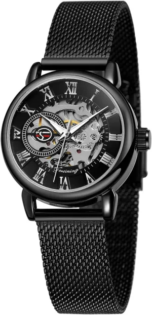 Watch Fashion Hollow Mechanical cosmic shelve hardworking verse pastoralist Watch Hand-Wind Mesh Strap Luminous Roman Numeral Casual Ladies Wristwatch Gosasa Women's Skeleton 