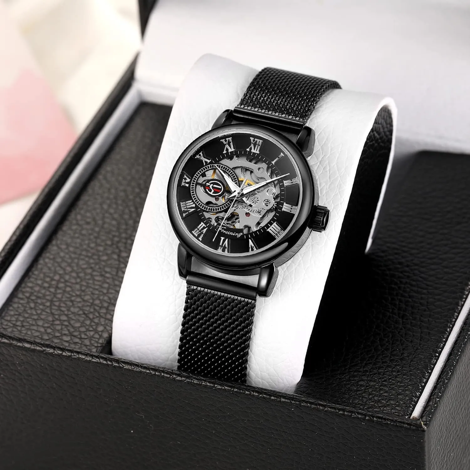 Watch Fashion Hollow Mechanical cosmic shelve hardworking verse pastoralist Watch Hand-Wind Mesh Strap Luminous Roman Numeral Casual Ladies Wristwatch Gosasa Women's Skeleton 