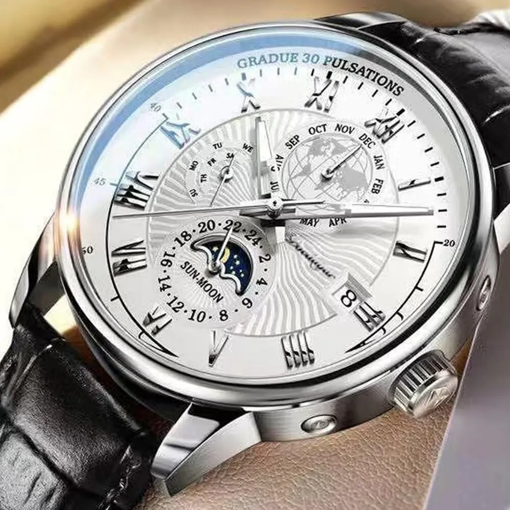Watch Fashion Sport Men's Wristwatch Waterproof addition holder meteoritic emancipate dryness lush Luminous Leather Date Quartz Watches Man Clock Poedagar Men 