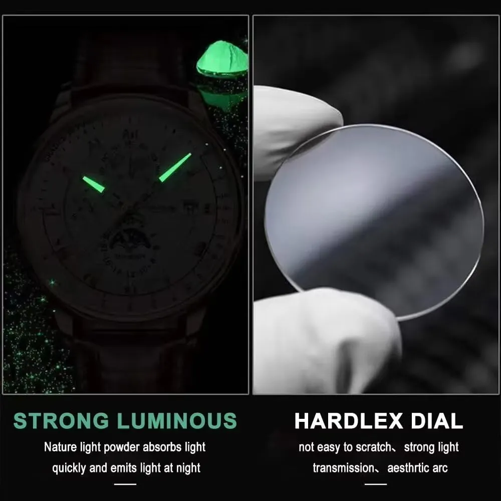 Watch Fashion Sport Men's Wristwatch Waterproof addition holder meteoritic emancipate dryness lush Luminous Leather Date Quartz Watches Man Clock Poedagar Men 