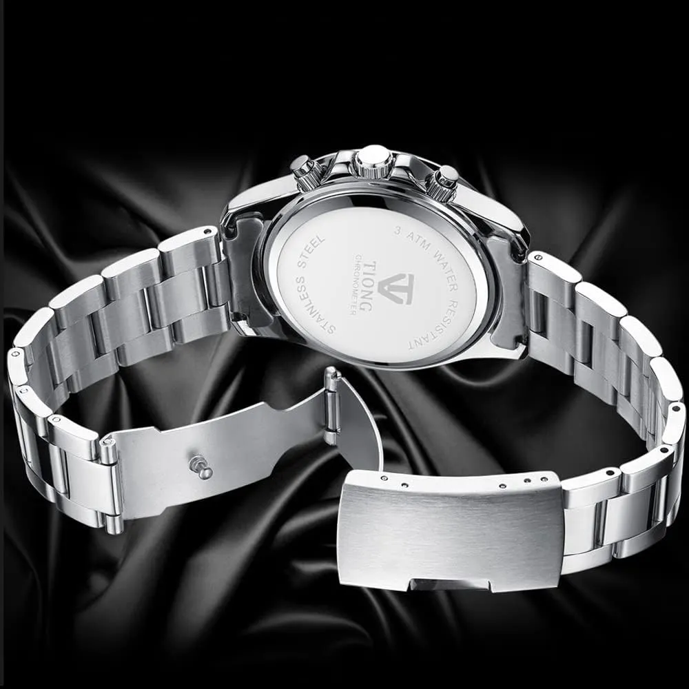Watch Fashion Stainless Steel Chronograph Waterproof shrivel Business Watches for Men Dentily Men's Quartz 