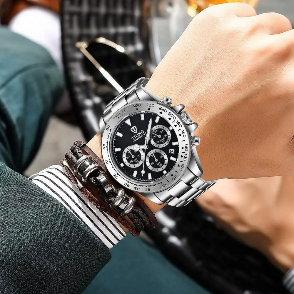 Watch Fashion Stainless Steel Chronograph Waterproof shrivel Business Watches for Men Dentily Men's Quartz 