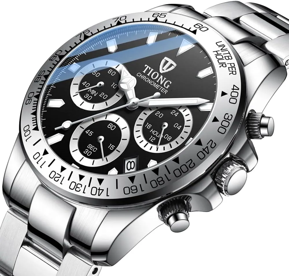 Watch Fashion Stainless Steel Chronograph Waterproof shrivel Business Watches for Men Dentily Men's Quartz 