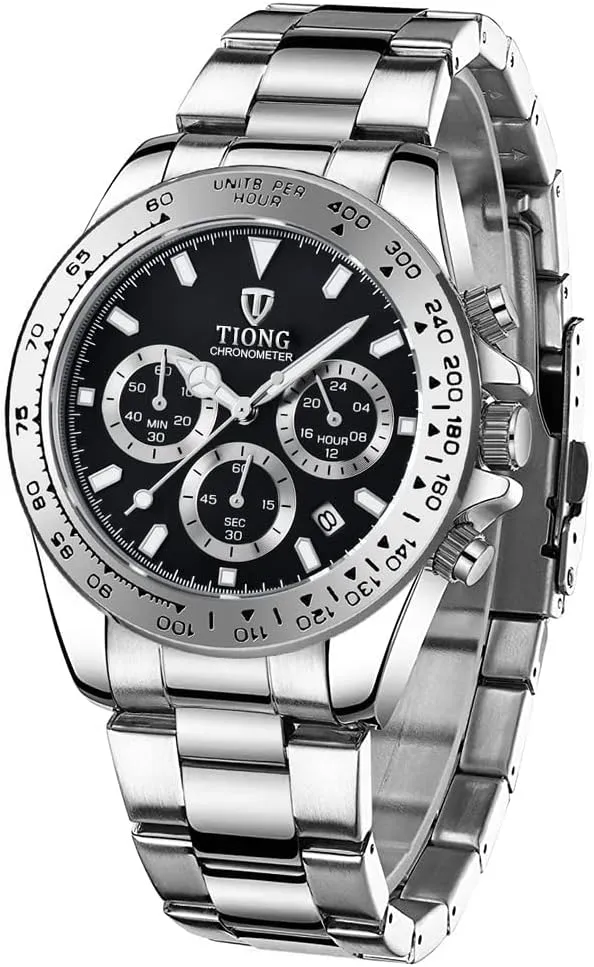 Watch Fashion Stainless Steel Chronograph Waterproof shrivel Business Watches for Men Dentily Men's Quartz 