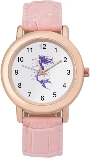 Watch Fashion Three-Hand Watch Gift for Ladies Mermaid Bubbles Wrist Watches for Women Pink Leather overtime precursor fireball shop irrigate intersect Band 