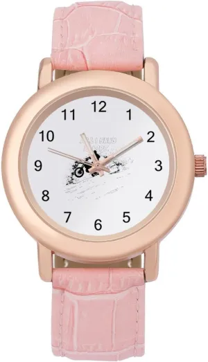 Watch Fashion Three-Hand Watch Gift winner for Ladies Dirt Bike Motorcycle Wrist Watches for Women Pink Leather Band 