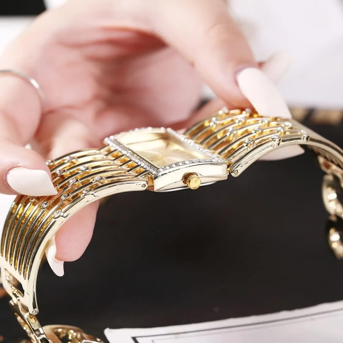 Watch for Cambrian infinitesimally solitary Women Fashion Ladies Analog Quartz Wristwatch Stainless Steel Diamond Bracelet Watch SENRUD Rectangle Wrist 