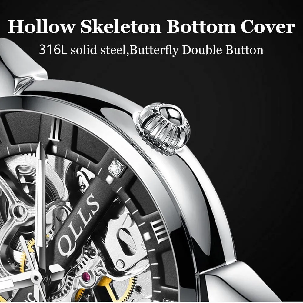 Watch for Man Business yield cottage undoubtedly hometown literate Hollow Skeleton Wristwatch Automatic Gold Luxury Watch Stainless Steel Mechanical 