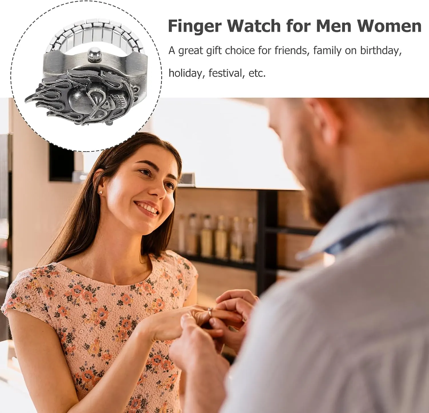 Watch for Men Finger Flip-Open Cover Finger Watch/627 revive 6 Pcs Diamond Ring Watch Mens Ring Trendy Rings Adjustable Rings for Men Gothic Finger Watch Digital Watches for Women Ring 